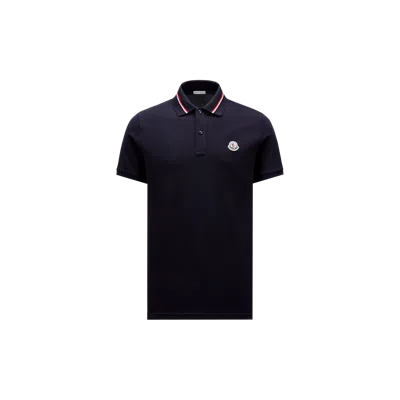 Moncler Logo Patch Polo Shirt Blue