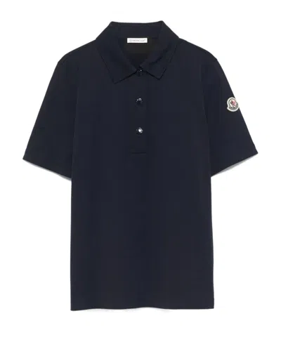 Moncler Logo-patch Polo Shirt In Blue