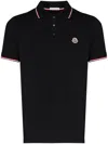 Moncler Men Tricolor-trimmed Cotton Piquet Polo Shirt Navy In Blue