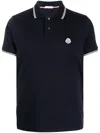 Moncler Logo-patch Cotton Polo Shirt In Blue