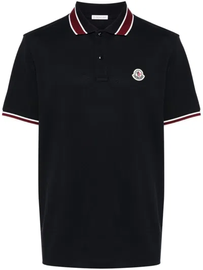 Moncler Logo-patch Polo Shirt In Blue