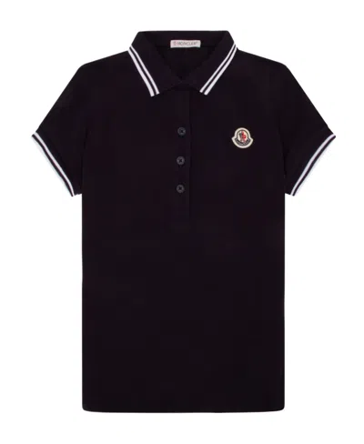 Moncler Logo-patch Polo Shirt In Blue
