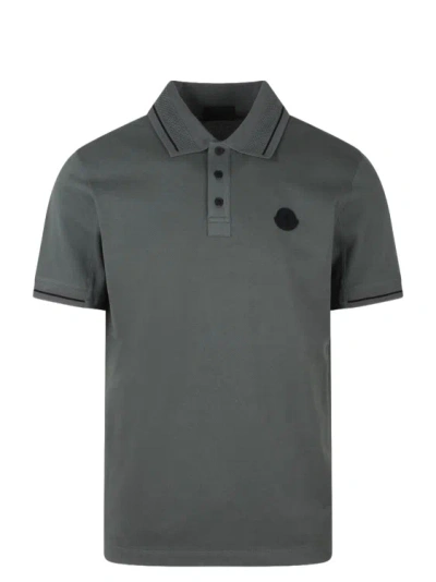 Moncler Logo Patch Polo Shirt In Green