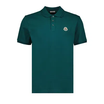 Moncler Logo Patch Polo Shirt In Green