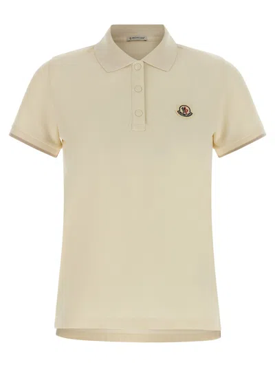 Moncler Logo Patch Shirt Polo Beige In Neutral