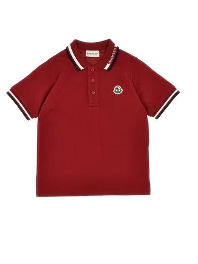 Moncler Kids' Logo Patch Polo Shirt In Red