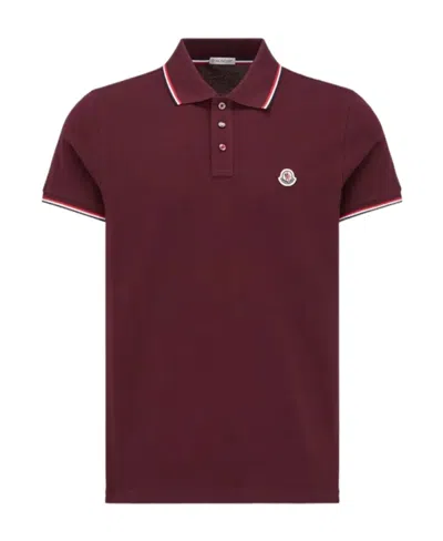 Moncler Logo Patch Polo Shirt In Red