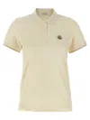 Moncler White Piquet Logo Patch Polo Shirt In Neutral