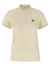 Moncler White Piquet Logo Patch Polo Shirt In Neutral