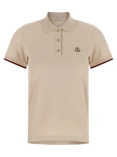 Moncler Logo Patch Polo Shirt In Neutral