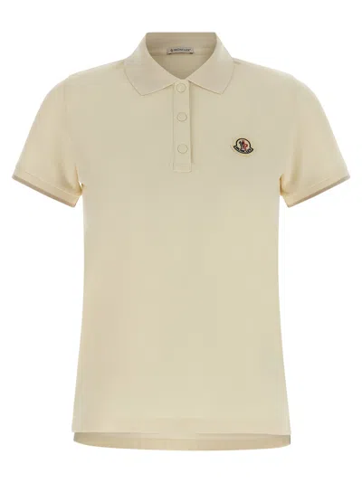 Moncler Logo Patch Polo Shirt In Neutral