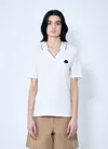 Moncler Cotton Piquet Pole With Logo Patch In White