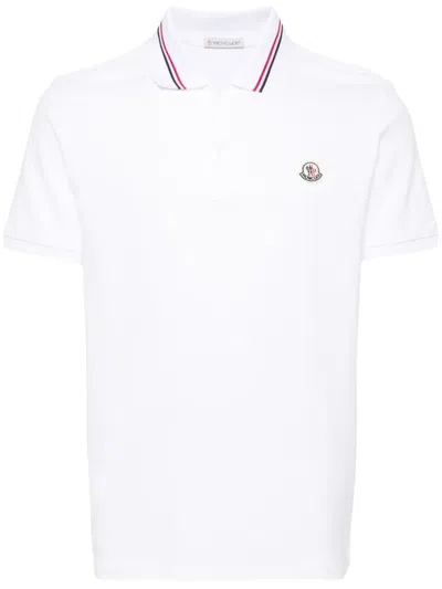 Moncler Logo Patch Short-sleeved Polo Shirt In White