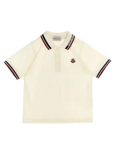 Moncler Kids' Logo Patch Polo Shirt In White