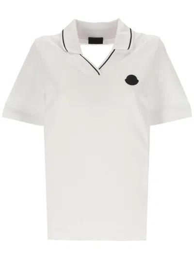 Moncler Logo Patch Polo Shirt In White