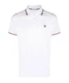 Moncler Classic White Cotton Polo With Signature Tri-color Trim In White