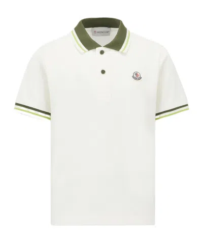 Moncler Logo Patch Polo Shirt In White