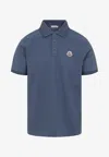 Moncler Blue Tricol-trimmed Pique Polo Shirt