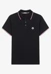 Moncler Logo Patch Polo T-shirt In Black