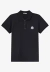 Moncler Logo Patch Polo T-shirt In Silver