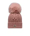Moncler Logo-patch Pompom Beanie In Pink