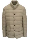 Moncler Logo-patch Puffer Jacket In Neutrals