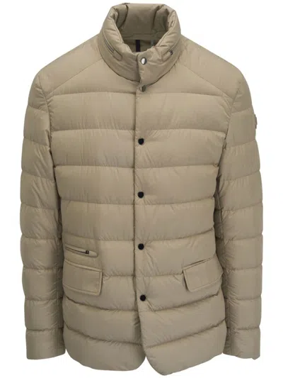 Moncler Logo-patch Puffer Jacket In Neutrals