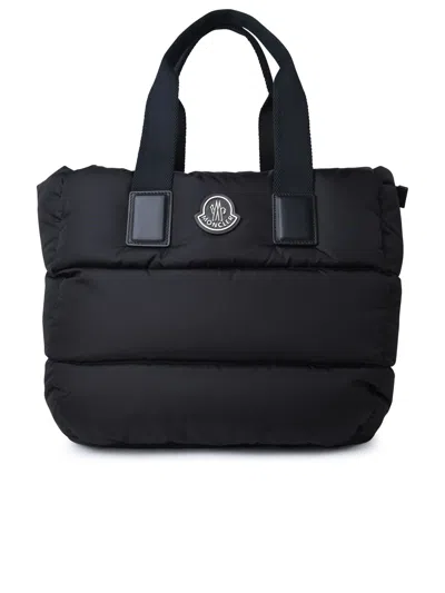 Moncler Logo Patch Puffer Tote Bag In Nero