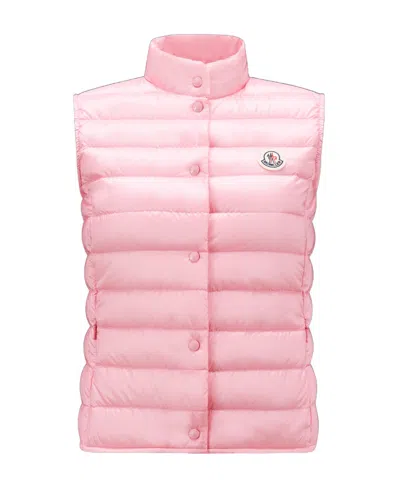 Moncler Logo-patch Quilted Gilet In Pink