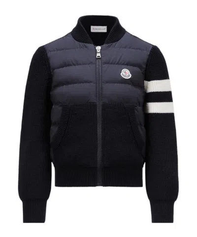 Moncler Logo Patch Quilted Jacket In Blue
