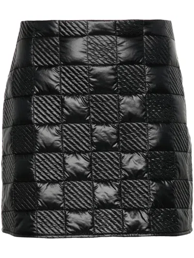Moncler Logo-patch Quilted Miniskirt In Black