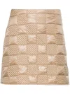 Moncler Logo-patch Quilted Miniskirt In Brown