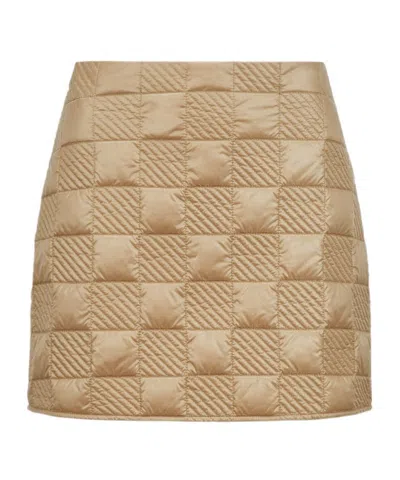 Moncler Logo-patch Quilted Miniskirt In Brown