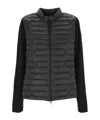 Moncler Logo-patch Quilted-panel Jacket In Black