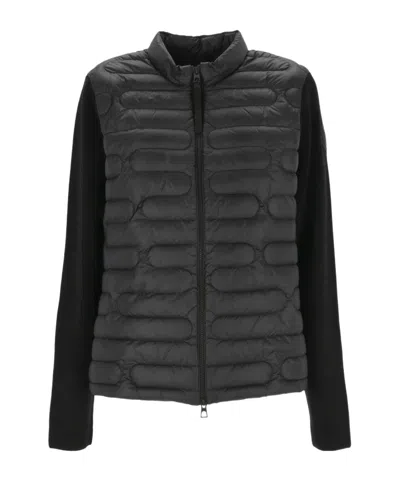 Moncler Logo-patch Quilted-panel Jacket In Black