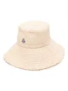 Moncler Logo-patch Woven Bucket Hat In Neutrals