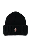 Moncler Grenoble Logo Patch Beanie In Black