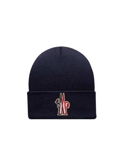 Moncler Logo-patch Ribbed Beanie In Black