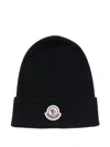 Moncler Logo-patch Ribbed-knit Beanie In Black
