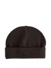 Moncler Logo-patch Ribbed-brim Beanie In Black