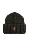 Moncler Ribbed-knit Virgin Wool Beanie In Green