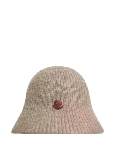 Moncler Logo-patch Ribbed Hat In Neutral