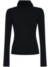 Moncler Wool-blend Ribbed Hooded Sweater In Black