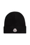 MONCLER LOGO PATCH RIBBED-KNIT BEANIE
