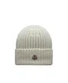 Moncler Logo-patch Ribbed-knit Beanie In Gray