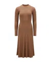Moncler Long-sleeve Wool Knit Midi Sweater Dress In Brown