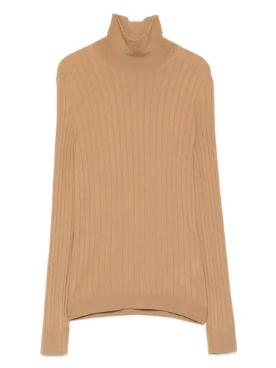 Moncler Logo-patch Ribbed Top In Gold
