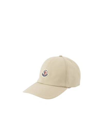 Moncler Logo-patch Satin Cap In Nude