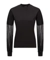 Moncler Logo Patch Sheer Sleeved Top In Black