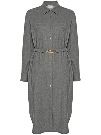 Moncler Logo-patch Shirt Dress In Grey